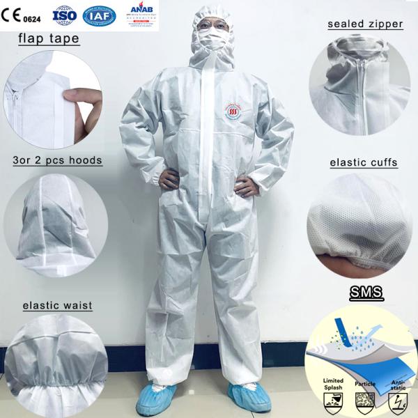 SMS PPE S To 3Xl Type 5 6 Disposable Coveralls Cat III CE Work Wear Uniforms