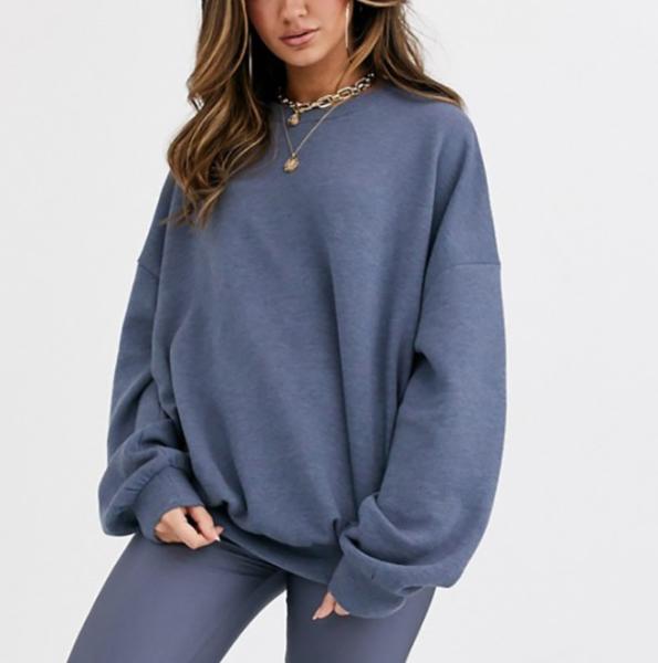 Oversize Plain Crew Neck Sweatshirt Dropped Shoulder Sweatshirt In Elephant Gray