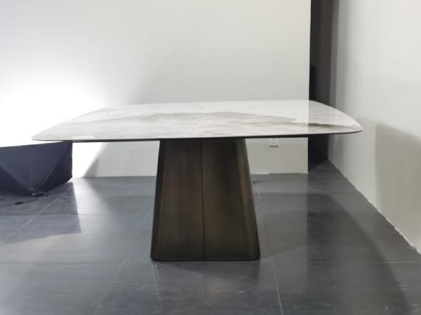 Luxury Rectangle Ceramic Marble Top Dining Table With 10 Chairs