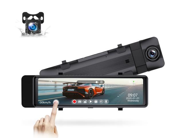 Voice Control 10.88 Inch Dual Car DVR WDR Right Side Reverse Camera