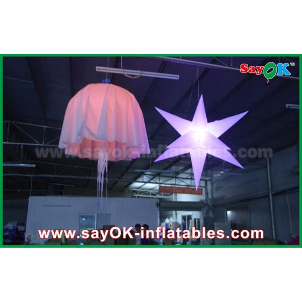 White Club Bar Inflatable Lighting Decoration Jellyfish Nylon Cloth For Party