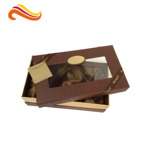 Luxury Chocolate Color Packaging Gift Boxes , Top and Base Box With Window Package