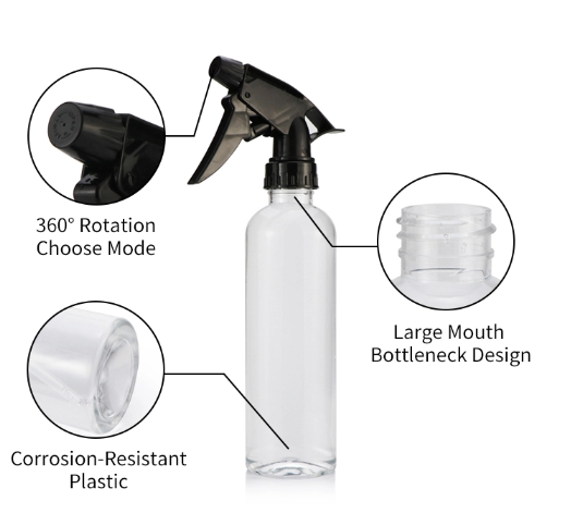 Refillable 300ML Plastic Mist Spray Bottle For Disinfection Liquid