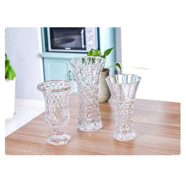 25cm 9 Inch Tall Cylinder Glass Flower Vase Transparent Clear Diamond Designs