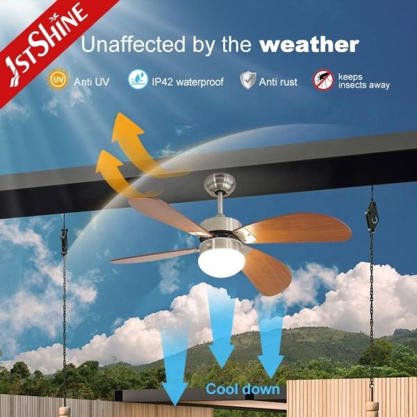 110-240V/50Hz-60Hz Voltagem de entrada LED Ventilador de teto exterior com 3 velocidades e classificação IP42