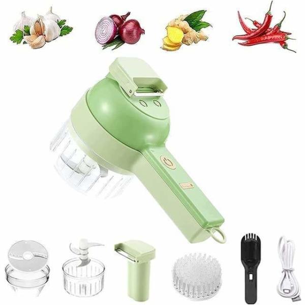 Europe Portable 4 in 1 Vegetable Cutter Set Smart Gadget Electric Slicer Kitchen Chopper