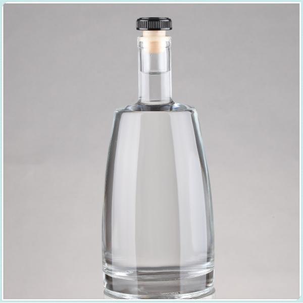 Clear Empty Hot Stamping Super Flint Glass Liquor Bottles with Cork 75cl Capacity 750ml