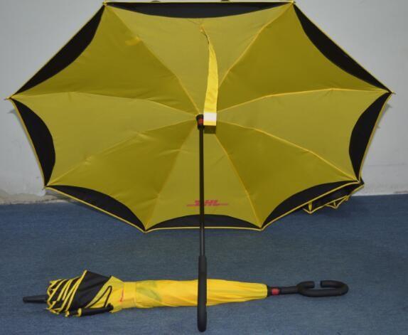 Lightweight Yellow Vented Golf Umbrella Fibreglass Frame Plastic Cap / Tips