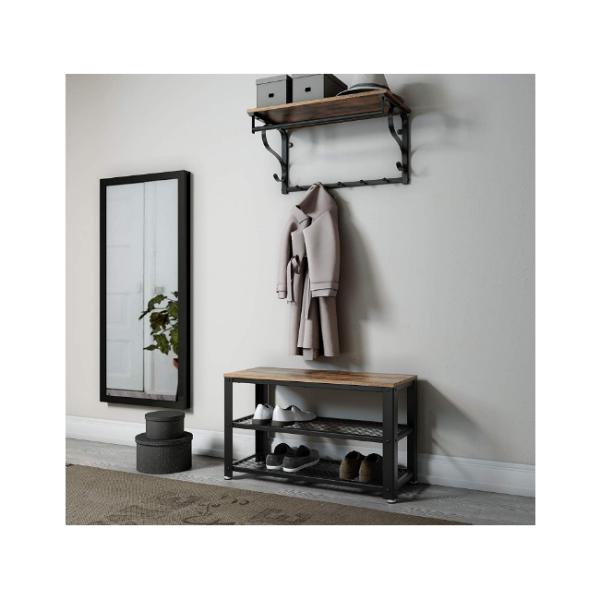 Mail Packing Shoe Storage Bench with White Finish and Wooden Shoe Rack
