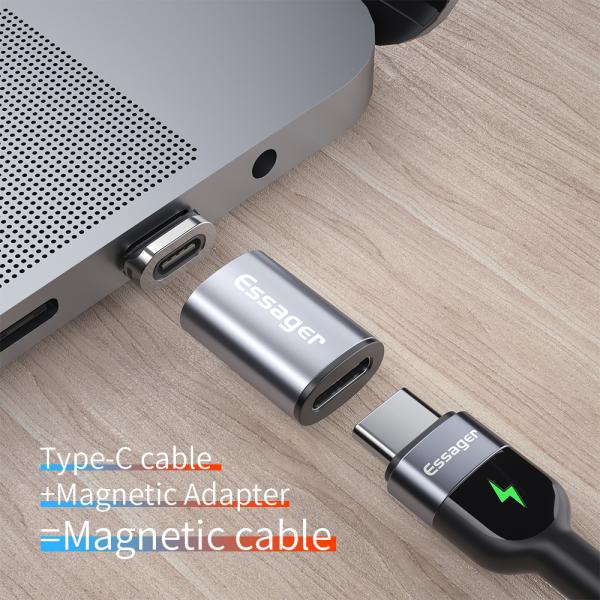 Essager Mini Magnetic Type C Female to Micro USB Type C Quick Charge Data Transmission Adaptor OTG Adapter