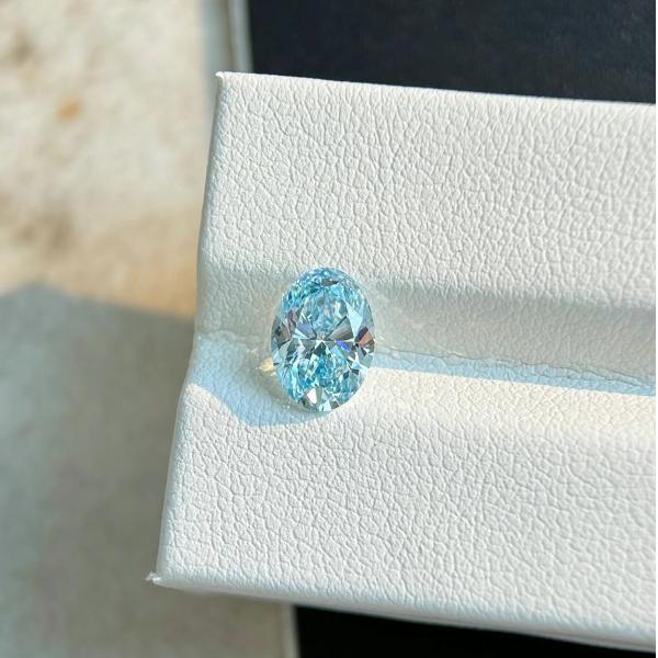 Blue Oval Cut 0.5carat- 2.5carat Lab Grown Diamond HPHT CVD Diamond Fancy Blue Color VVS VS 3EX Loose Diamond IGI  GIA