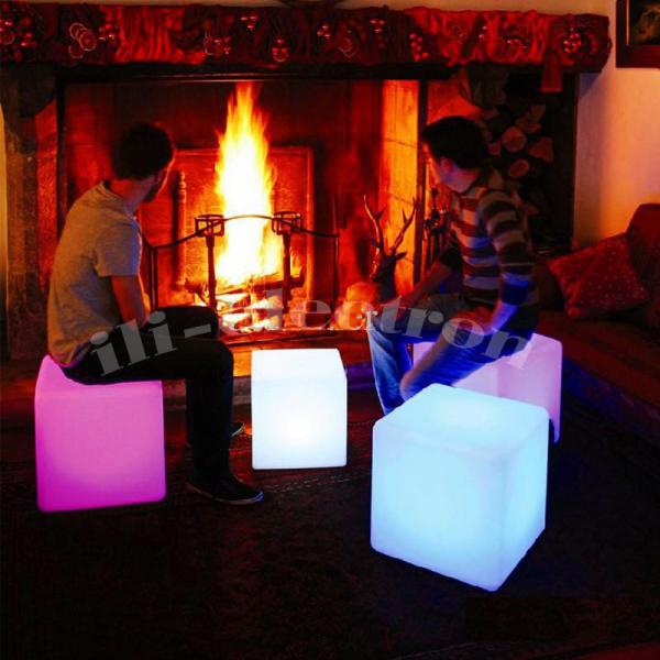 Outdoor LED Light Cube Stool Colorful Waterproof For Foyer And Patio Decor