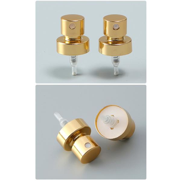 Glossy Gold Aluminum Plastic PET Perfume Crimp Spray Pump 20mm