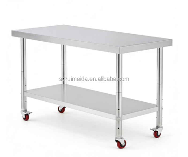 500kg Load Capacity 304 Stainless Steel Double-layer Commercial Work Table and Kitchen Worktable