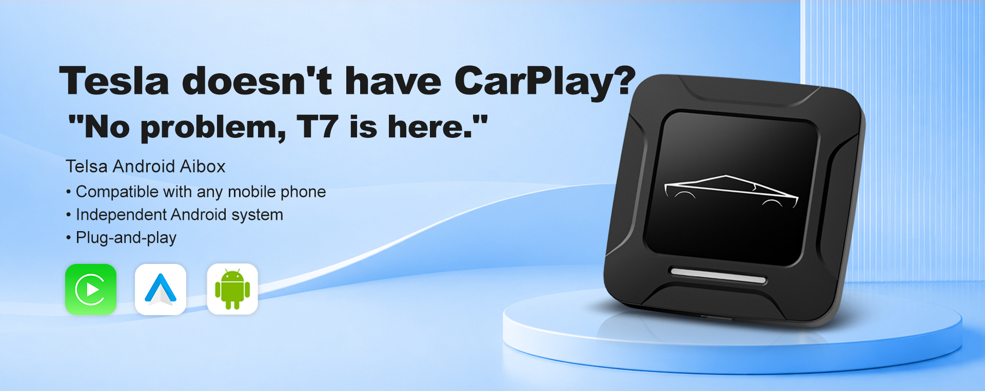 Portable Wireless Car Carplay Tesla AI Box Android System For Model 3 Y