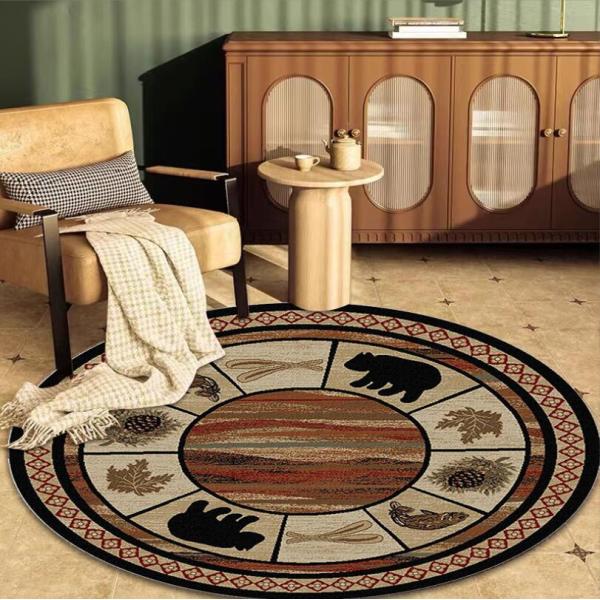 Round Ancient Polyester Fiber Living Room Floor Carpet Special Style