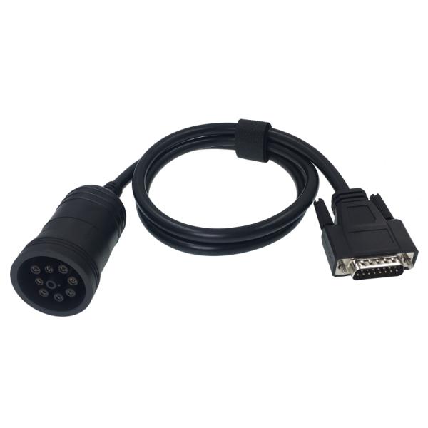 PVC OKI Technic Material Deutsch Green 9 PIN Type 2 J1939 to DB15 Cable for Truck Diagnostic Tool 12V/24V Truck