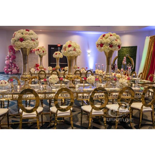 Cushioned Modern Event Stainless Steel Chair And Table Circle Back For Banquet Wedding