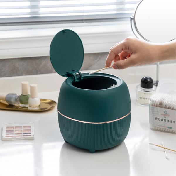 Desktop Trash Can Household Living Room Press Paper Basket Office Pail Paper Basket Dormitory Small Paper Basket with Cover
