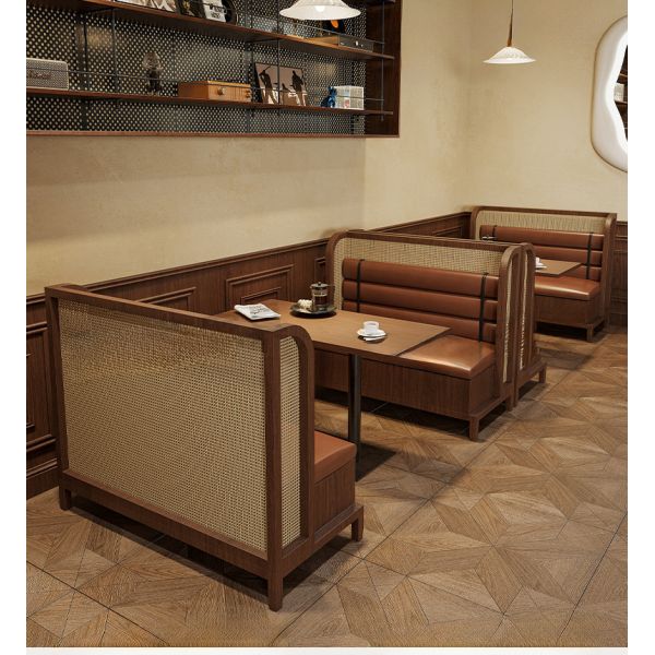 Hot Sale Custom Cafe Restaurant Furniture Table and Chair Set  Solid Wood Rattan Commercial Factory Direct