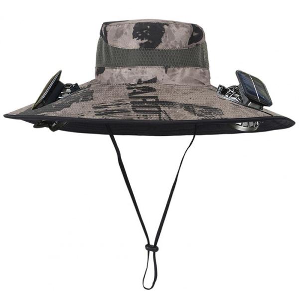 Chapeau de soleil à large bord extérieur avec ventilateur solaire, casquette personnalisée en gros, chapeau de pêche portable