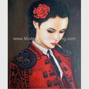 Figura humana lona de pintura a óleo da pintura/mulher de fumo na pintura