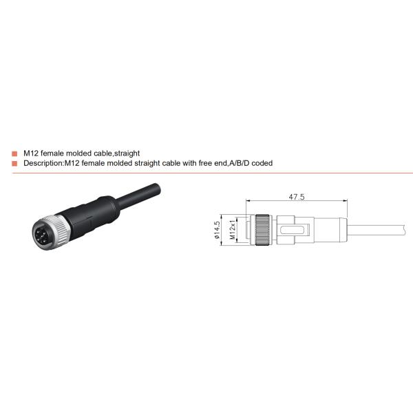 PA66 8 кабельный соединитель разъем-розетки 4A Pin M12 водоустойчивый