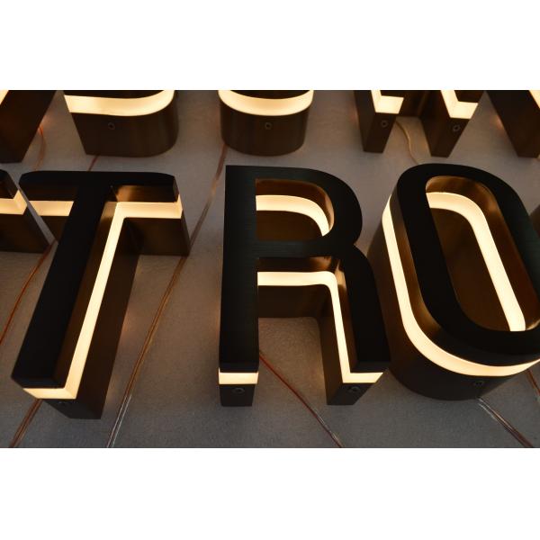 SUS LED Edge Lit Signs Wall Mounted 12mm Stainless Steel Panel Digital Printed