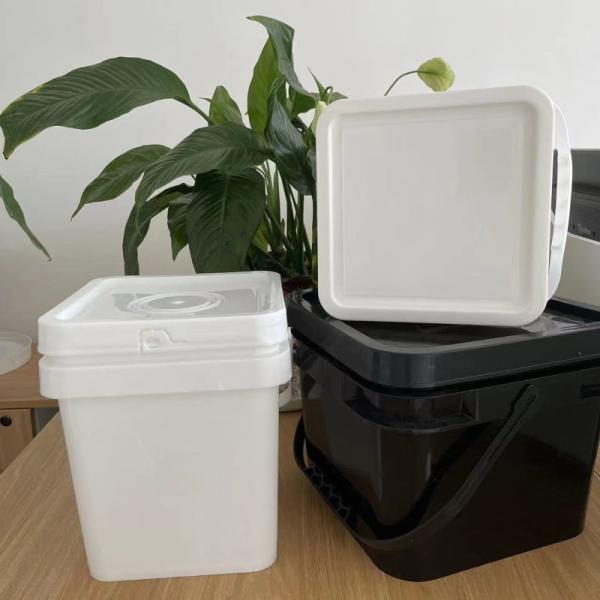 Square Bucket Lid and Handle HDPE Plastic Pail for Coffee Bean Storage Accessories