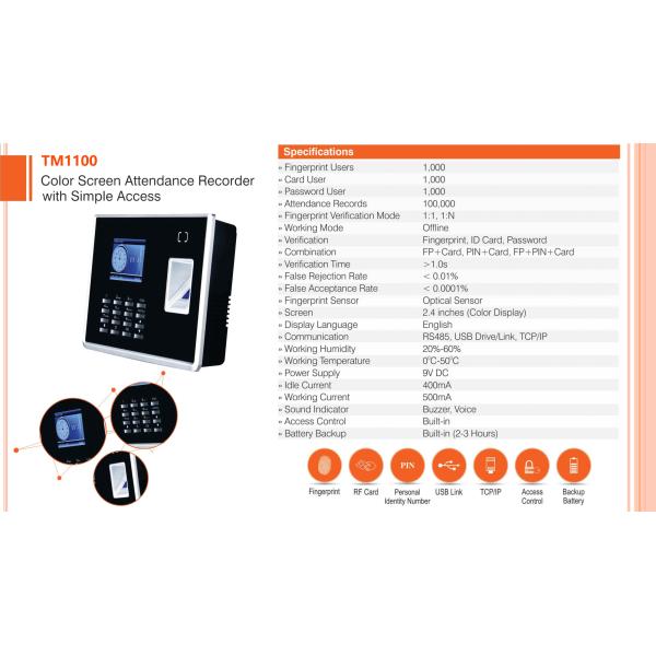 RFID Card Fingerprint Time Attendance Terminal With Thermal Printer