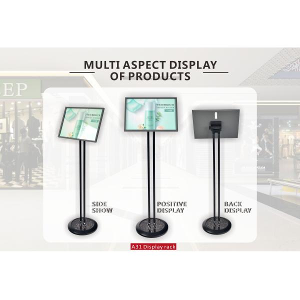 Aluminium Alloy Poster Display Stand 300x430mm Adjustable Panel Double Pole