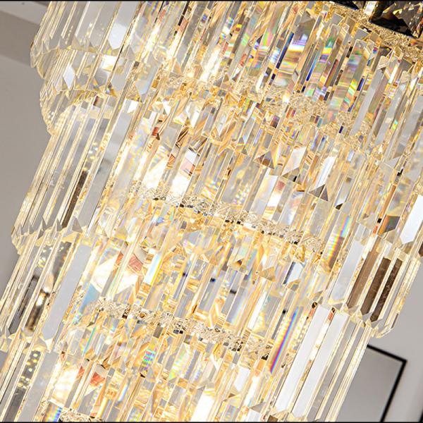 LED Spiral Luxury Crystal Golden Big Chandelier Duplex Building european crystal chandeliers(WH-NC-94)