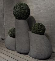 Puits de fleurs en fibre noire d'argile pour la plantation et la décoration extérieures intérieures