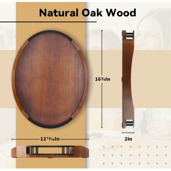 Rustic Solid Oak Wood Multifunctional Wood Nuts Serving Tray Round Wooden Decorative Ottoman Tray
