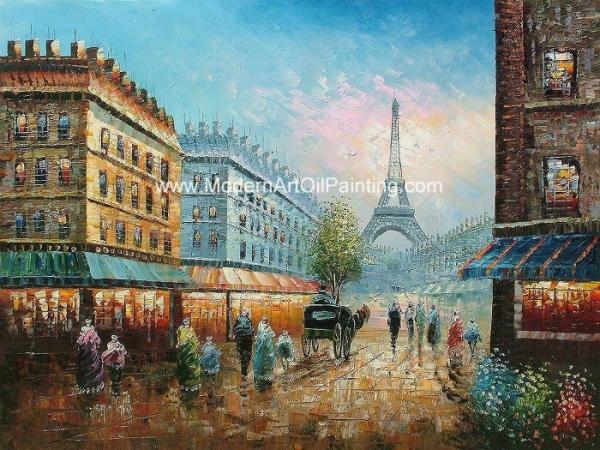 Modern Paris Oil Painting Eiffel Tower Handmade Jane Style Maintaining Freshness