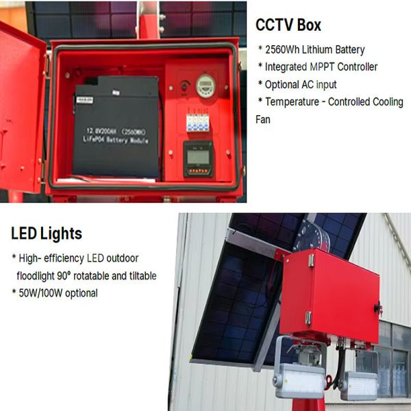 Corrosion Resistant Solar Mobile Light Tower 90° Manual Lifting Flexible Installation Outdoor Light Tower