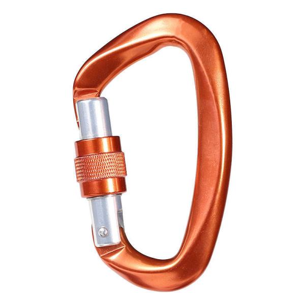 Black Oxide Coated Coating Aluminum Carabiner 25KN D Shape Flat Hook for Climbing