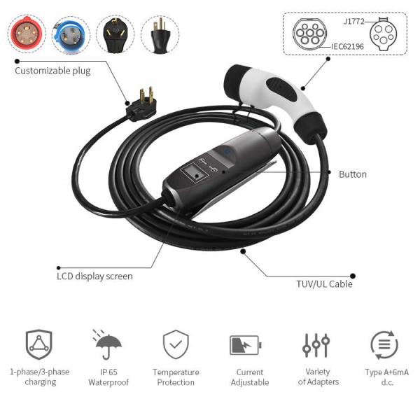 tipo portátil da estação de carregamento 16/32A - 2 carregador do Smart Home EV da tomada 3.5kW 7kW de GB/T