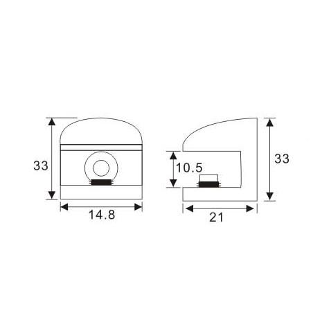Fixed Glass Holder YS-033, Zinc Alloy,  for glass 6-8mm, finishing chrome or Satin