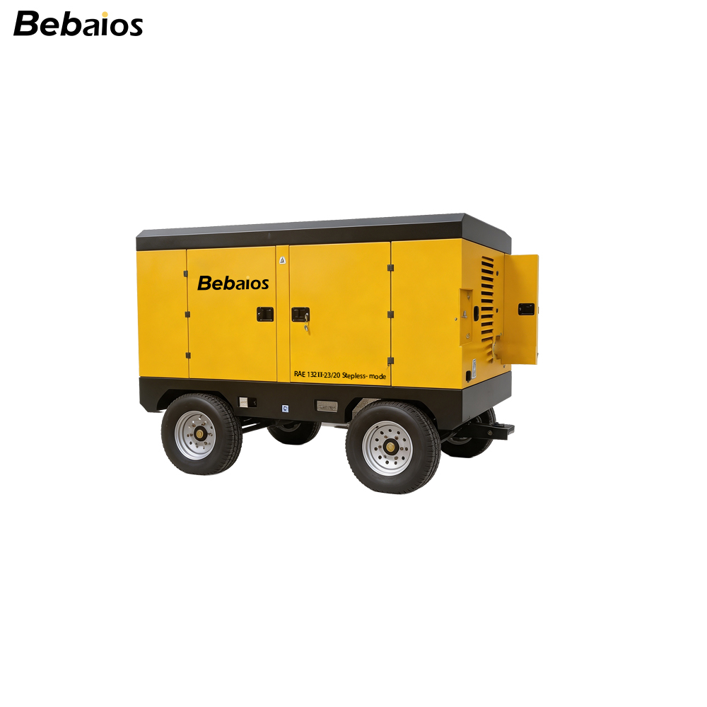Bebaios RAE Series 132kW Electric Portable Screw Air Compressor with Dual-stage Compression and 23m³/min Flow Capacity