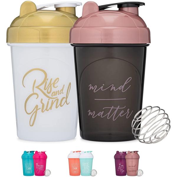 400ml Motivational Quotes Gym Shaker Bottle Cup With Wire Ball