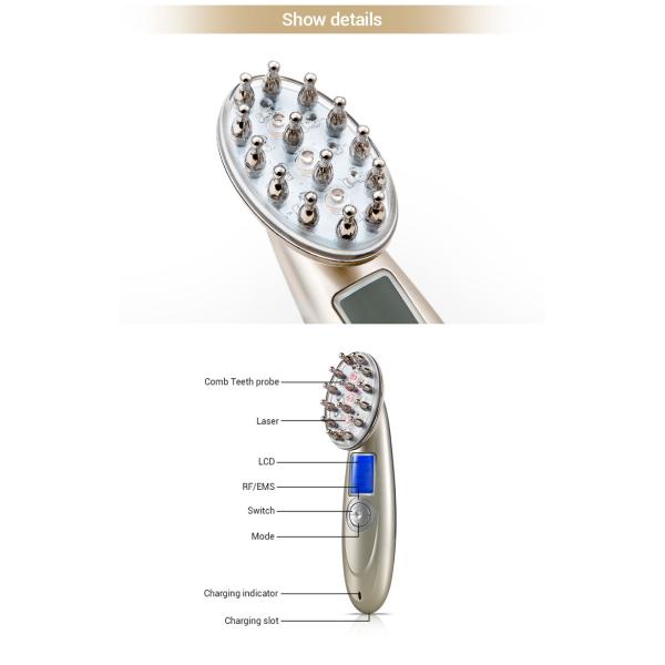 1100MAH POLYMER BATTERY Hair Growth Comb with RF Light Therapy and USB Charging Cable