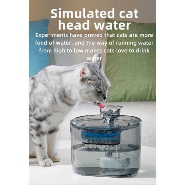2.2L Eco-Friendly Automatic Portable Cat Dog Water Feeder ABS/PC Pet Fountain with Charge Source Cute Style