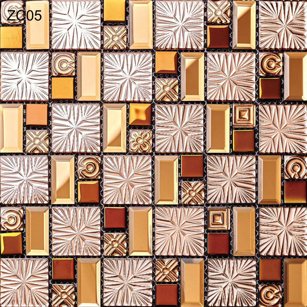 Elegant and Non-slip Glass and Metal Wall Swimming Pool Mosaics For Renovation