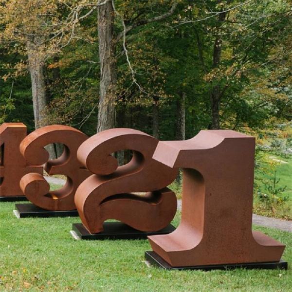 Contemporary Decoration Outdoor Metal Art Sculpture Corten Steel Numbers