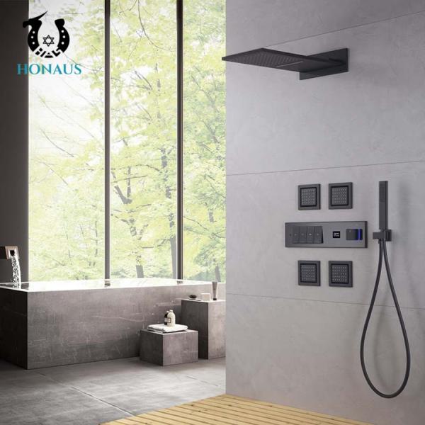 All Copper Wall Mounted Concealed Valve Showers Digital Display Rainfall Shower Set