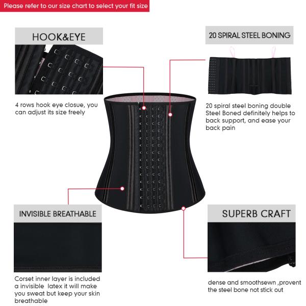 Укрепляющие талию 100% латекс 20 стальной кости послеродовой формы тела одежда для женщин тренажер талии