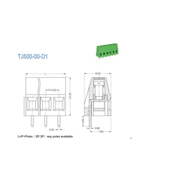 5.0mm 300V 10A поднимая снабжение жилищем входа PA66 провода клетки вертикальное