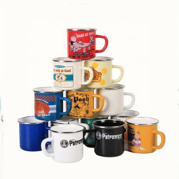 80000pieces Year Metal Steel Enamel Coffee Tea Mugs Customized Logo Printing Durable And Practical Camping Mug