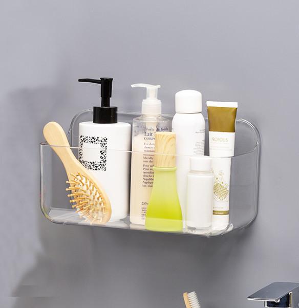 Wall Mount Plastic Home Storage Organizer Holder Non Drilling Basket - Hanging Bin Shelf for Bathroom, Kitchen, Pantry